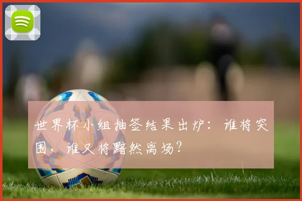 世界杯小组抽签结果出炉:谁将突围,谁又将黯然离场?